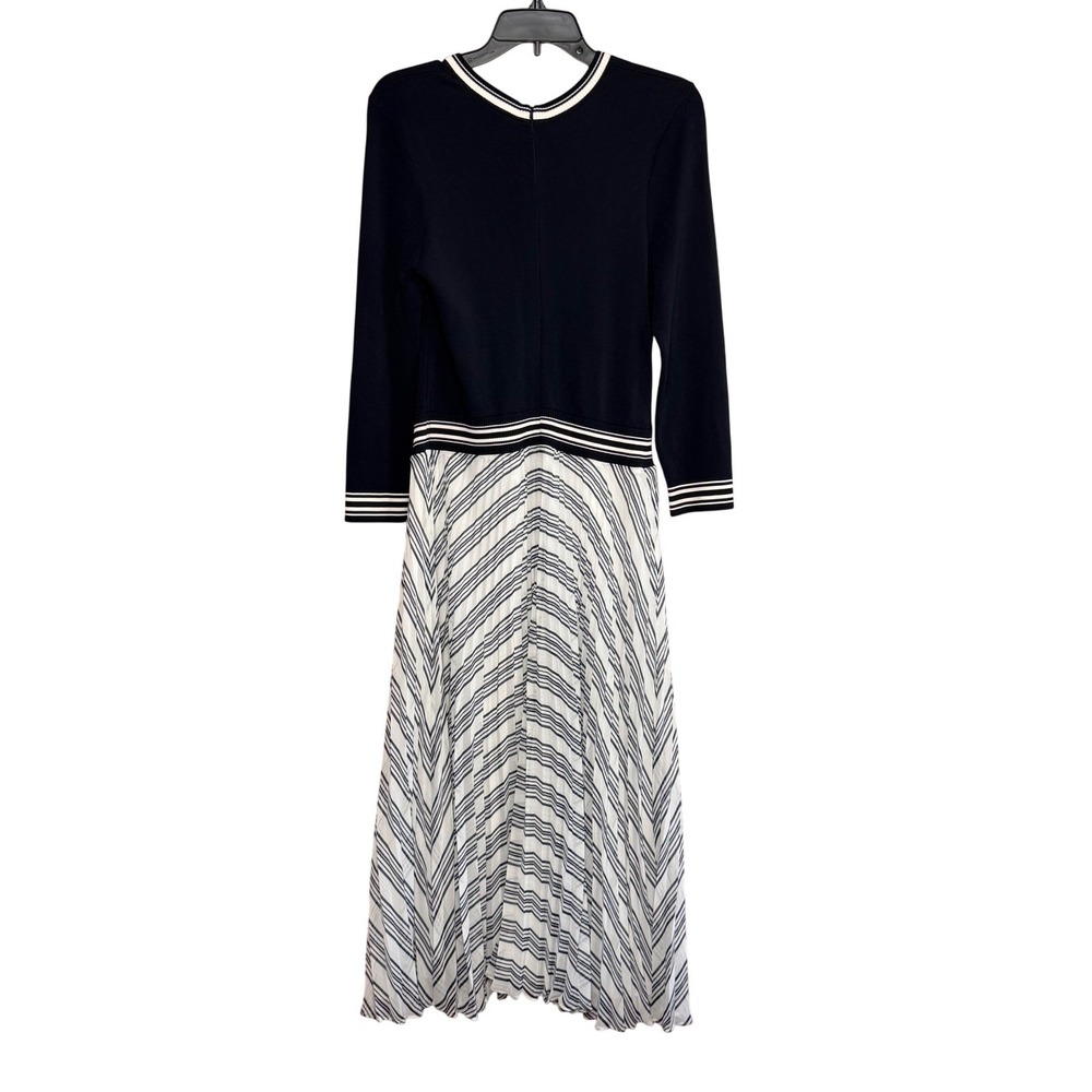 Ted Baker LANTAI Pleated Midi Dress Size 4 Navy White Striped Preppy Sporty Luxe - Picture 7 of 11